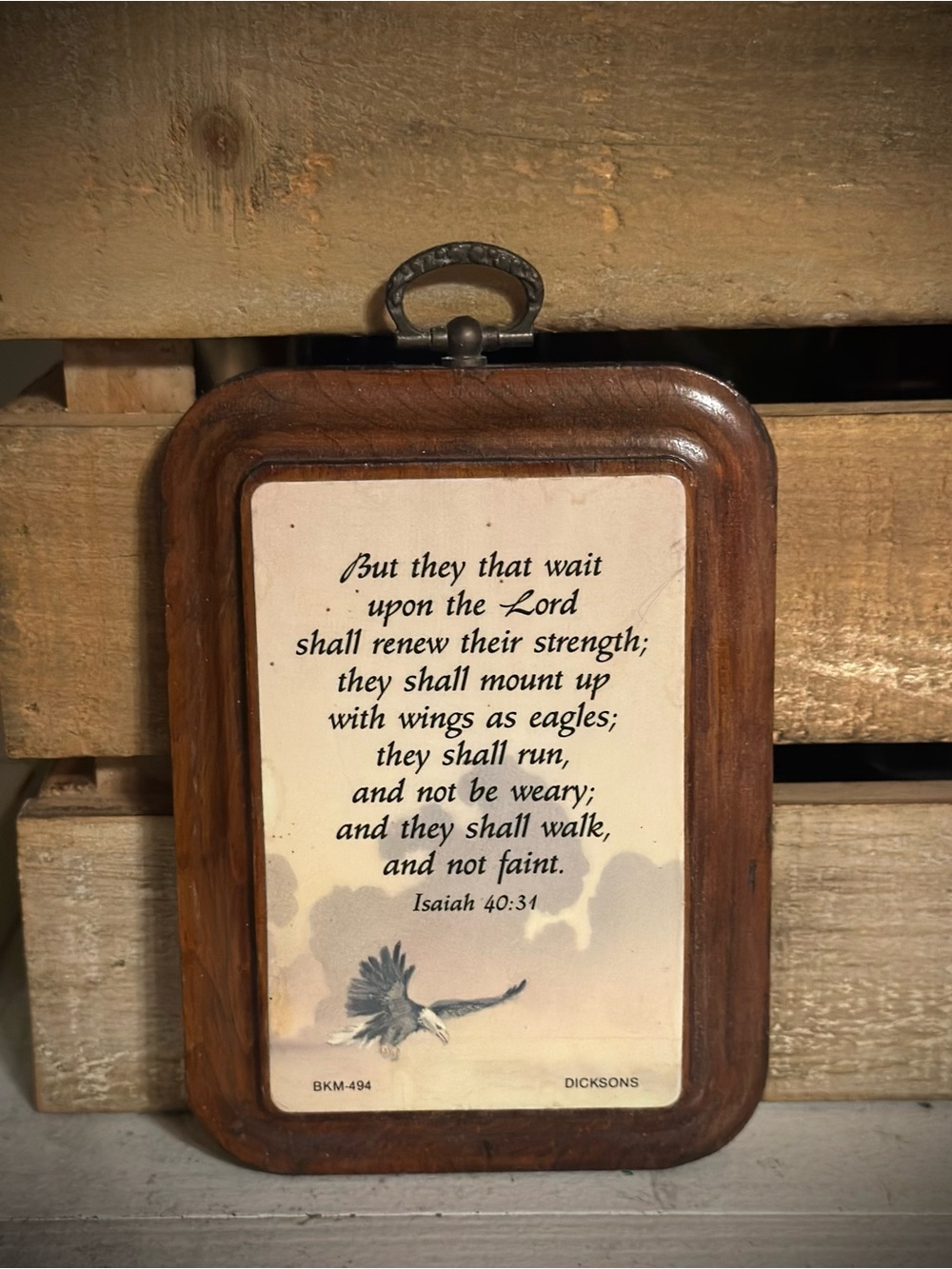 Small Wooden Isaiah 40:31 Wall Plaque with Eagle